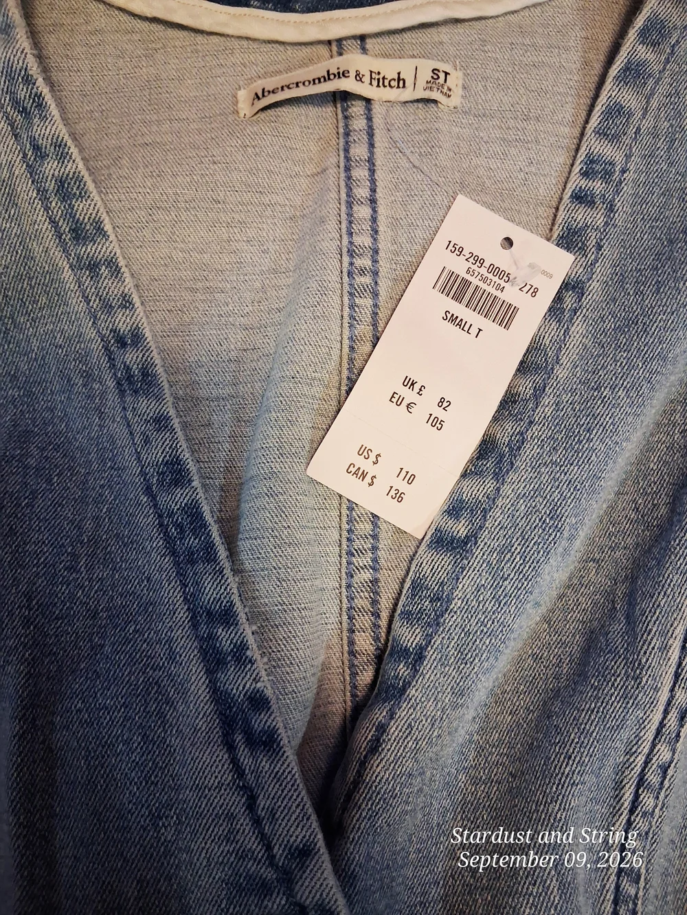 Abercrombie & Fitch Light Blue Denim Button-Down Maxi Dress